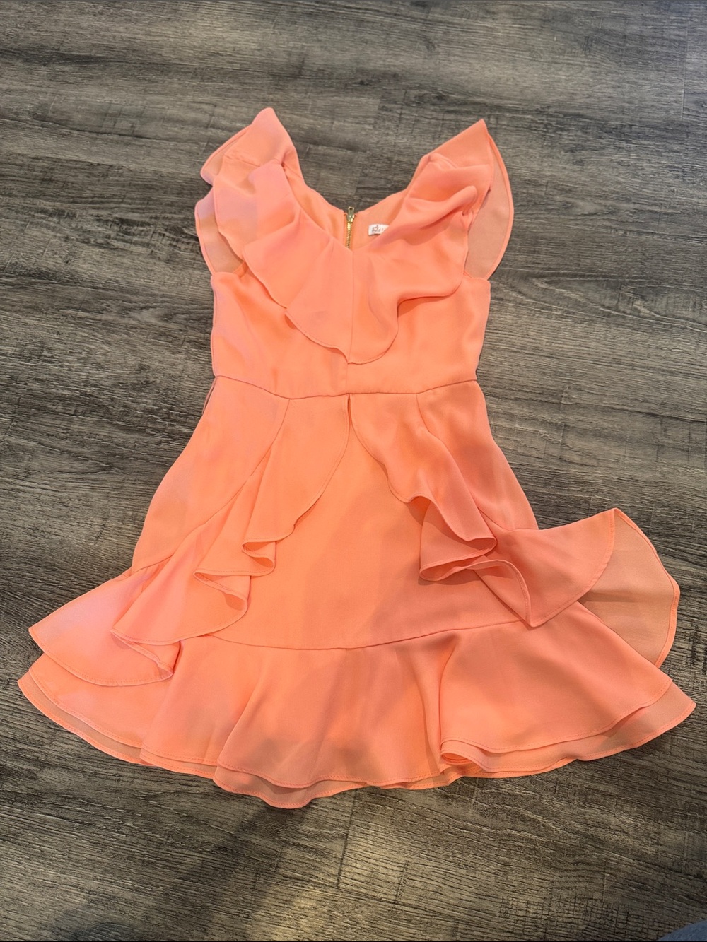 GB girls Peach Ruffle Occasion Dress